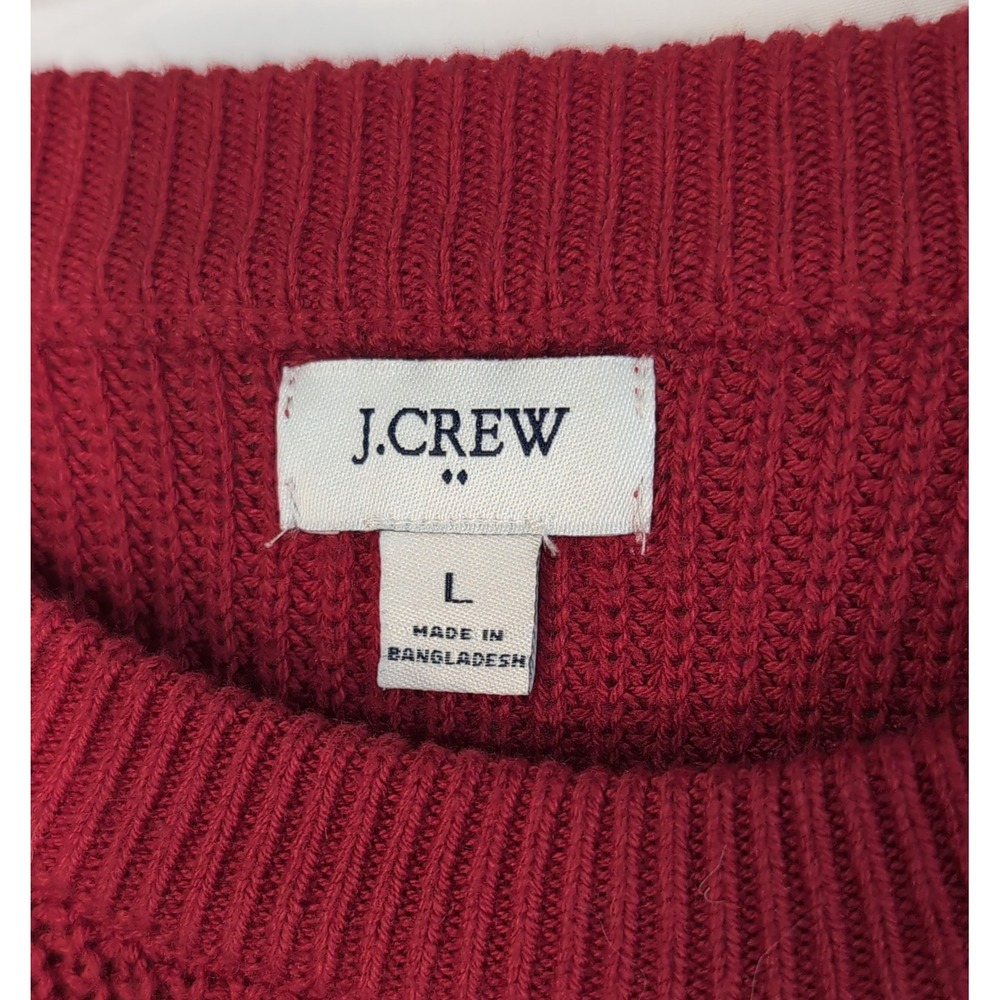 J.Crew Womens Red Ribbed Cotton Blend Button Shoulder Sweater CF318 L